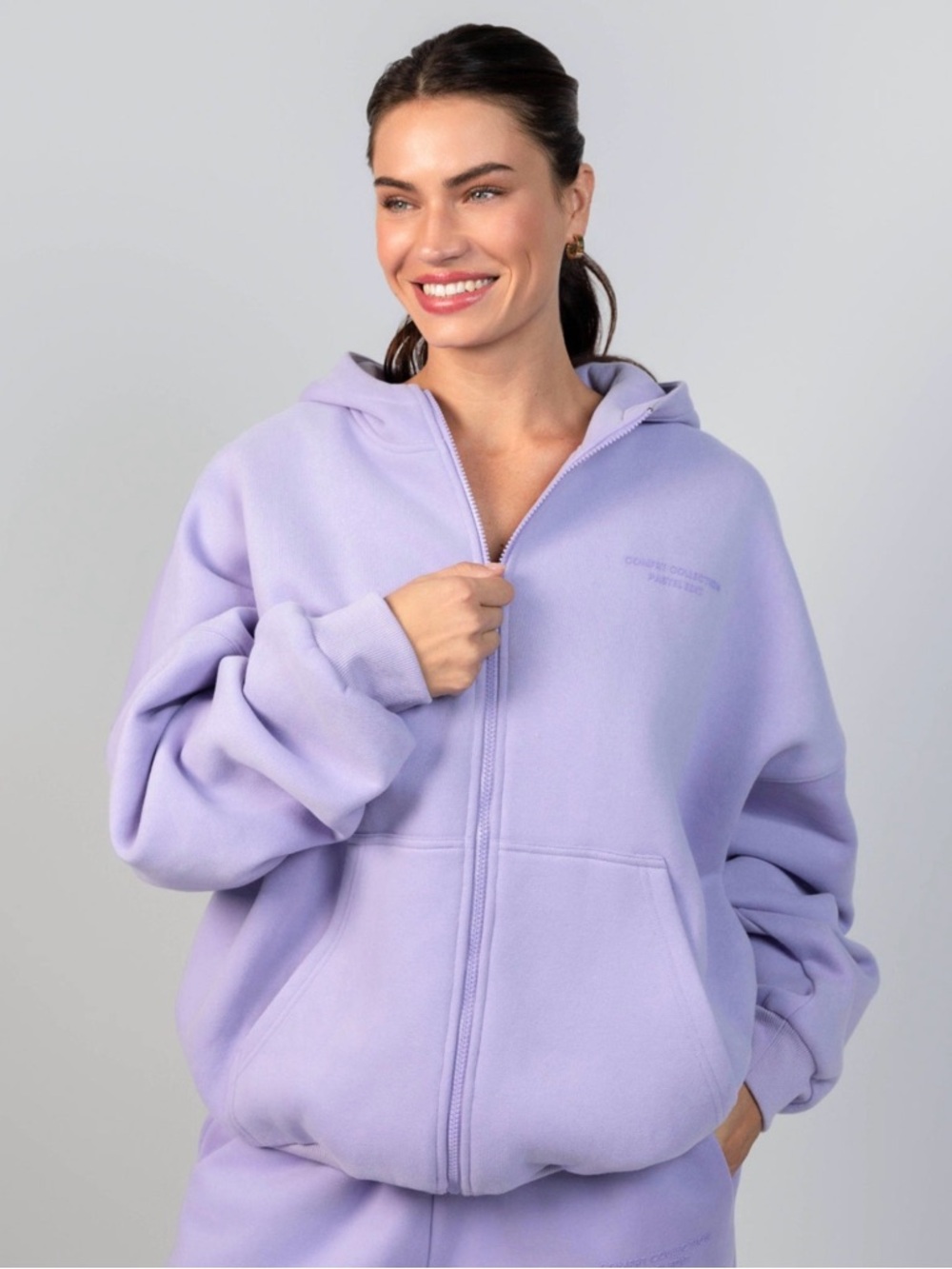 Pastel Lavender Zip-Up Hoodie - Comfrt